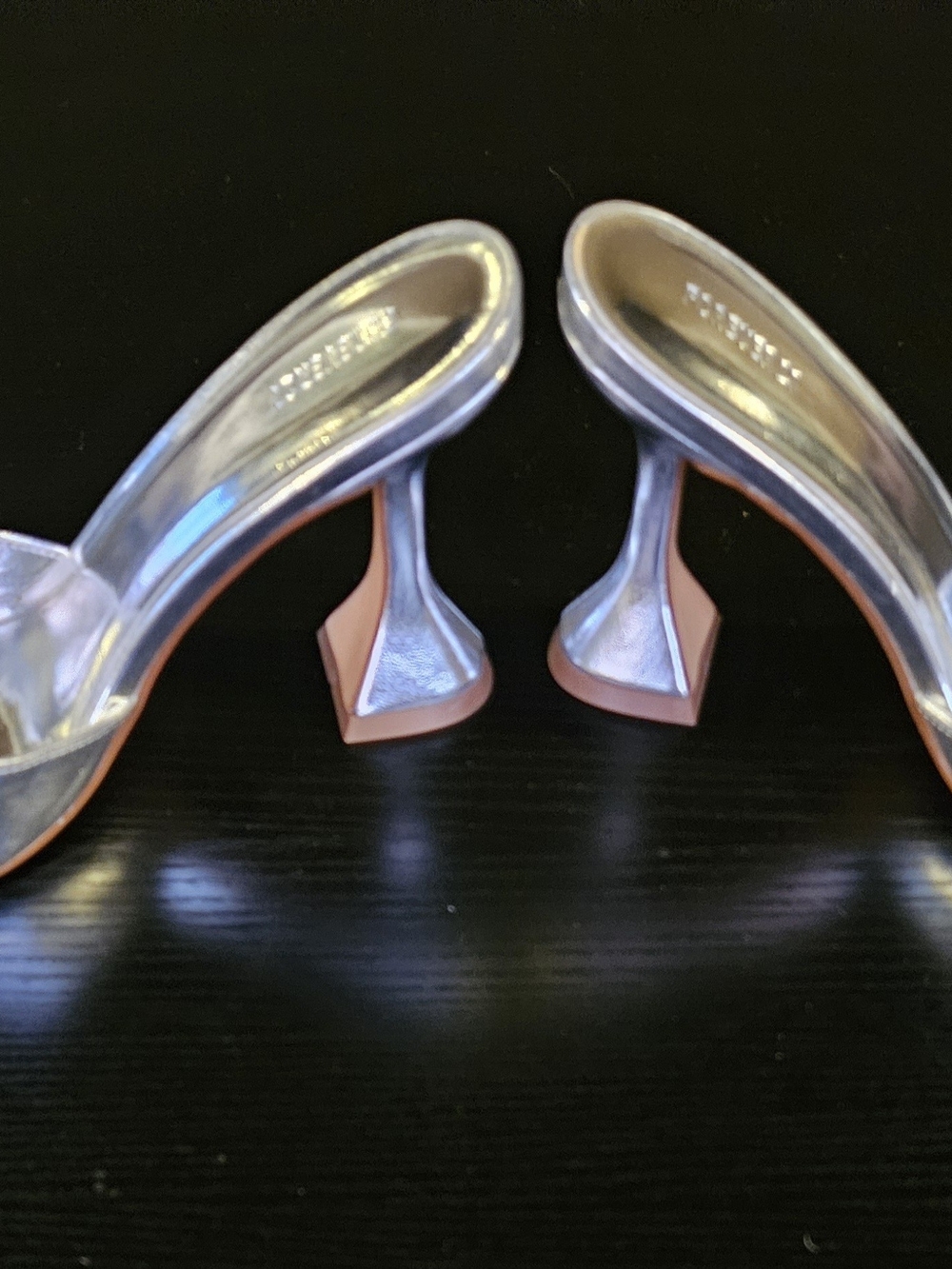 FOREVER 21 Silver Metallic Open-Toe Mule Heels - Picture 4 of 8